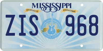 MS license plate ZIS968