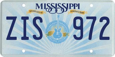 MS license plate ZIS972