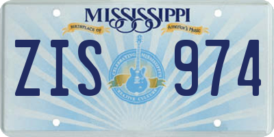 MS license plate ZIS974