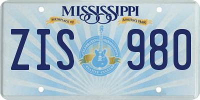 MS license plate ZIS980