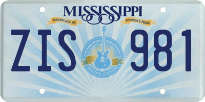 MS license plate ZIS981