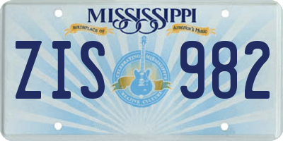 MS license plate ZIS982