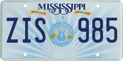 MS license plate ZIS985