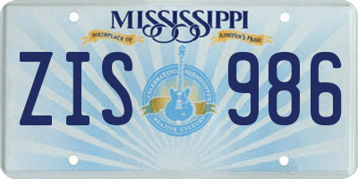 MS license plate ZIS986