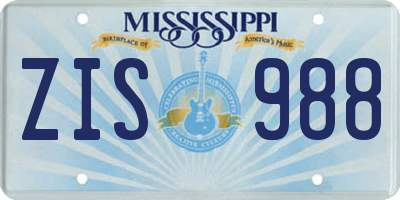 MS license plate ZIS988