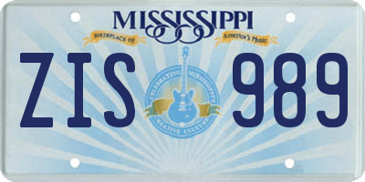MS license plate ZIS989