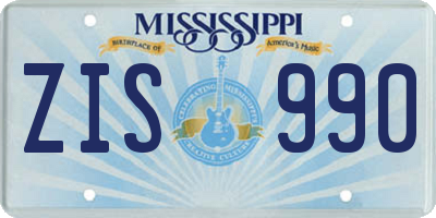 MS license plate ZIS990