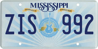 MS license plate ZIS992