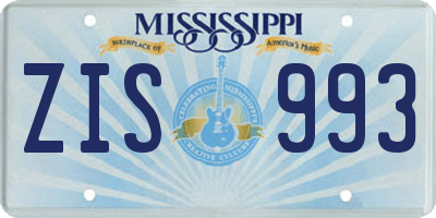 MS license plate ZIS993