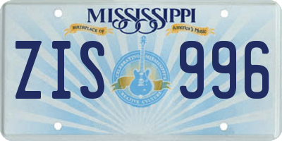 MS license plate ZIS996