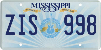 MS license plate ZIS998