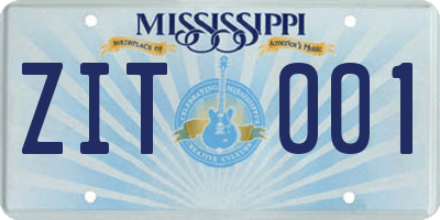 MS license plate ZIT001