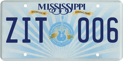 MS license plate ZIT006