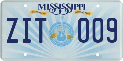 MS license plate ZIT009