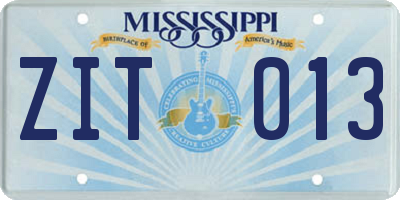 MS license plate ZIT013