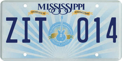 MS license plate ZIT014