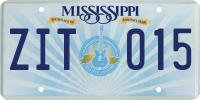 MS license plate ZIT015
