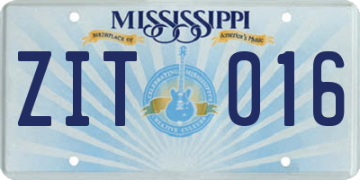 MS license plate ZIT016
