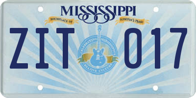 MS license plate ZIT017