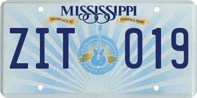 MS license plate ZIT019