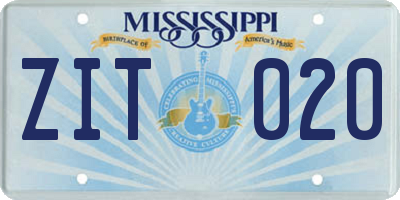 MS license plate ZIT020