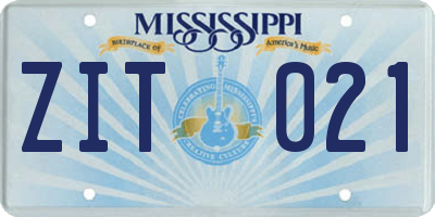 MS license plate ZIT021