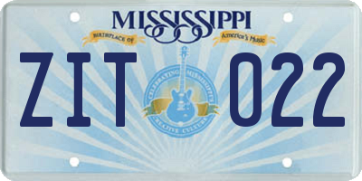 MS license plate ZIT022