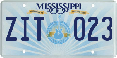MS license plate ZIT023