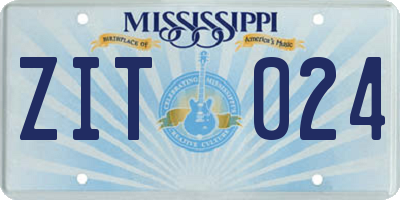 MS license plate ZIT024