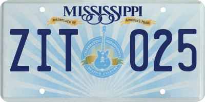 MS license plate ZIT025