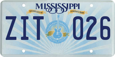 MS license plate ZIT026