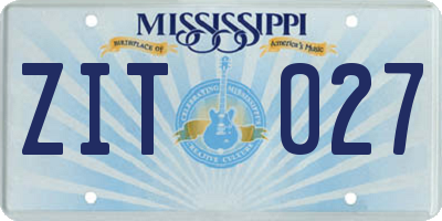 MS license plate ZIT027