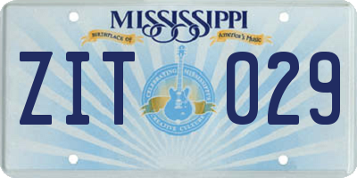 MS license plate ZIT029
