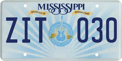 MS license plate ZIT030
