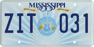 MS license plate ZIT031