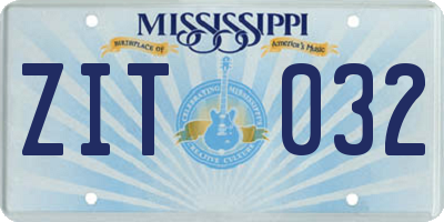 MS license plate ZIT032