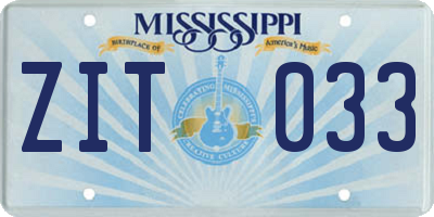 MS license plate ZIT033