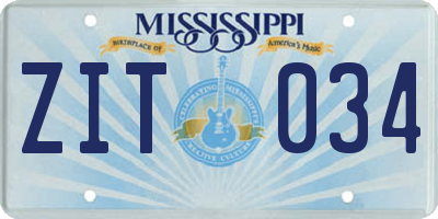 MS license plate ZIT034