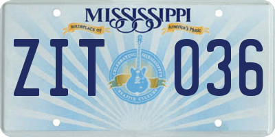 MS license plate ZIT036