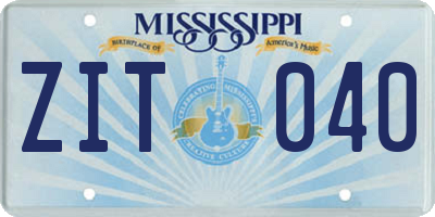 MS license plate ZIT040