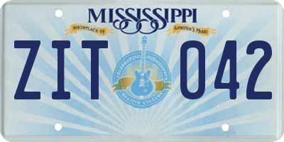 MS license plate ZIT042