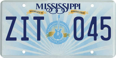 MS license plate ZIT045
