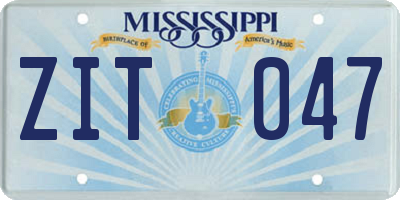 MS license plate ZIT047