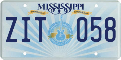 MS license plate ZIT058