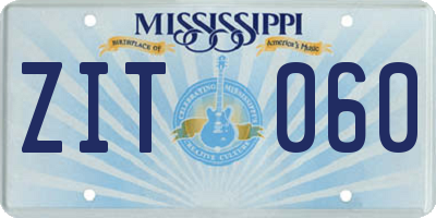MS license plate ZIT060