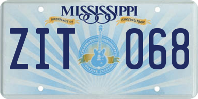 MS license plate ZIT068