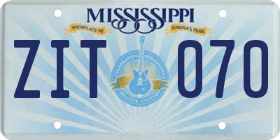MS license plate ZIT070
