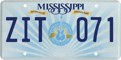MS license plate ZIT071