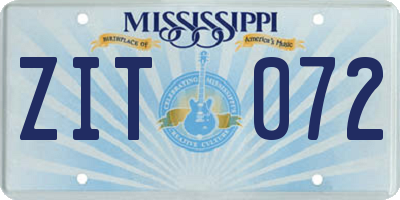 MS license plate ZIT072
