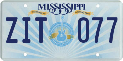 MS license plate ZIT077
